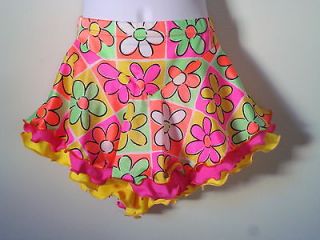 or Dance Skirt Girls Med. Neon Flowers, Pink & Yellow Skirts Dress