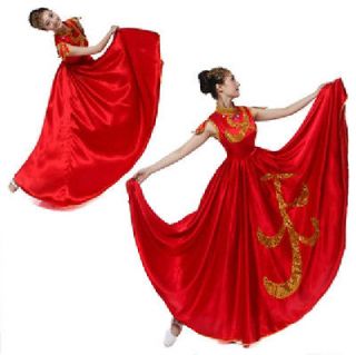 Costume Spanish Bullfight Dance Host Etiquett Lady Long Dress Skirt