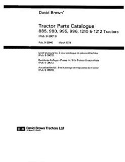 David Brown Tractor Parts Manual 885 990 995 996 1210 1212 Tractors
