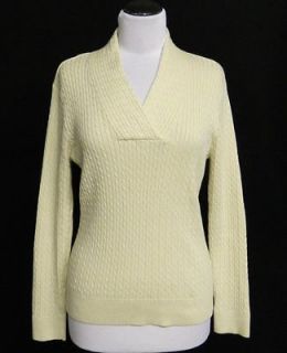 PIERRE Size L Sand CABLE Knit COTTON Pullover Sweater STEIN MART