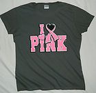 Breast Cancer Awareness I LOVE PINK Ribbon Missy Fit T Shirt S 3XL