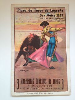 Programa Plaza de Toros de Logroño San Mateo 1947  Manolete last