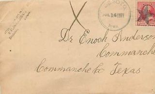 1891 Cover & Letter   De Soto, Iowa   Five Pointed Star Cancel
