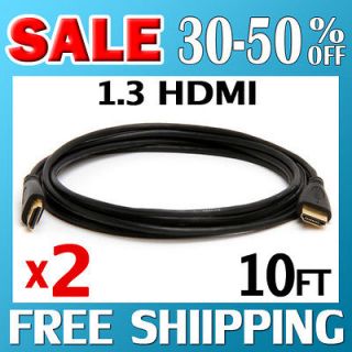 10FT HDMI HIGH SPEED CABLE 10 FT 10 for HDTV 3D TV Support Pack 2 pcs