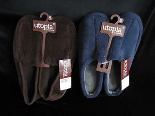 NEW $20 Utopia Dearfoams Mens Bedroom Shoes Slippers Medium 9/10 Brown