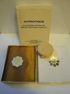 Max Factor HYPNOTIQUE Vintage CLUSTERED PEARL Solid Perfume Compact in