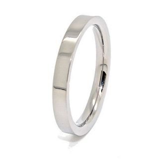 3mm Unisex Classic Flat Polished Titanium Wedding Ring Size 11