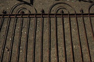 Antique wrought iron double hoop and spear railing   8 1/2 ft. L nice