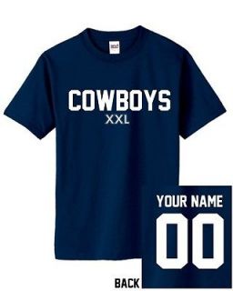 Cowboys Custom Name & Number Navy T Shirt Jersey Dallas Personalized