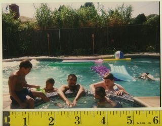 Vintage 80s PHOTO GUY & Young BOYS At Swimming POOL JACUZZI