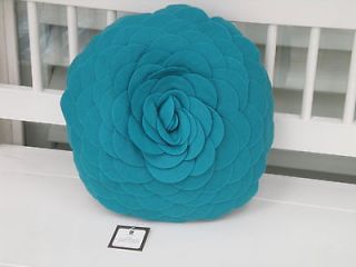 Evas Flower Garden Throw Pillow   13 Teal Blue