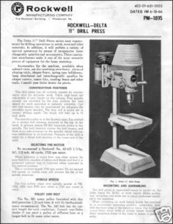 Rockwell / Delta 11 Drill Press Owners Manual
