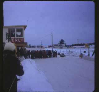 Original 35mm Slide   1969 Snowmobile Race Finish Line in Wisconsin