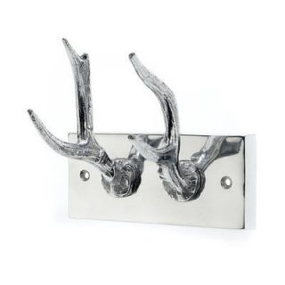 New Silver Aluminium Double Stag Deer Antler Wall Coat Clothes Hooks