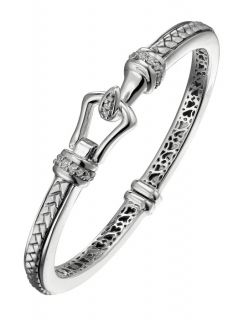 Sterling Silver Medium Thin Basketweave Diamond Bracelet B1013SMADM