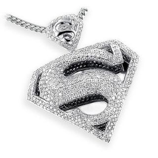 14K Gold Diamond Superman Pendant Charm 4.50ct