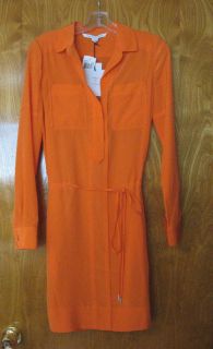 385 Diane von Furstenberg Neon Orange Taya Silk US 10 UK 14 Dress NWT