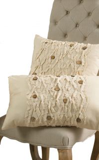 Ruffle Coconut Button Decorative Throw Pillow   14X23 18   New