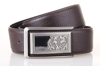 Belt Genuine Leather Fashion Black/Brown Run Wolf Logo Waist30 46