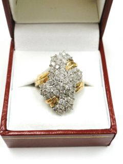 00 CT NATURAL ROUND DIAMOND COCKTAIL RING 10K YELLOW GOLD Two Tone