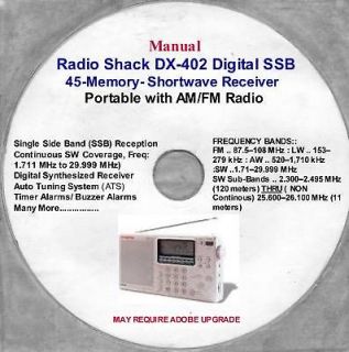 Radio Shack DX 402 Digital S/W Freq 1.711 29.999 SSB/AM/FM, Radio