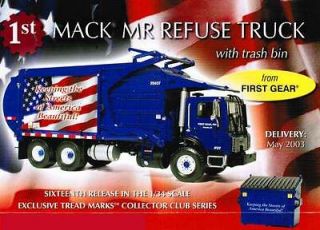 RARE PATRIOT MACK TRASH REFUSE GARBAGE TRUCK WITH DUMPSTER BY FIRST