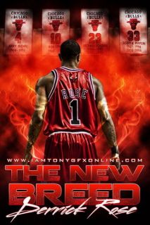 20 Derrick Rose Chicago Bulls NBA MVP Basketball Star 24x36 Poster