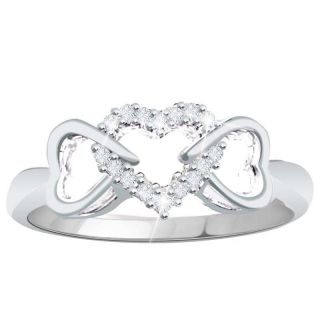 10CT Natural Diamond Sterling Silver Triple Hearts Promise Ring with