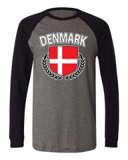 Denmark Coat Of Arms Long Sleeve Baseball T shirt Olympic Game Danish