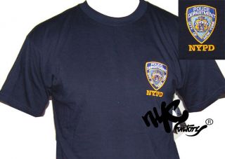 MENS NYPD T SHIRT EMBROIDERED LOGO NAVY BLUE OFFICIAL