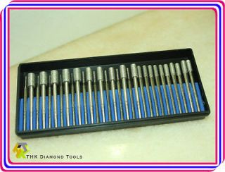 Assorted 30 pieces Diamond coated rotary point burrs 1mm to 6mm