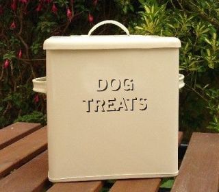 Retro cream enamel DOG TREATS Canister Tin enamelware ★★