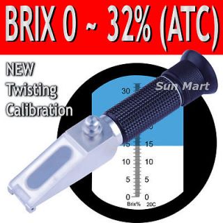 New Brix Refractometer 0 32% ATC Fruit Juice Wine CNC