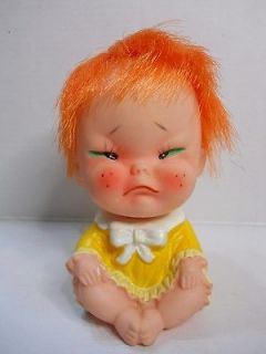 Vintage Japan Rubber Cry Baby doll Redhead Iwai doll 3 1/2