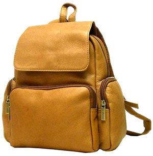 Le Donne Leather Womens Small Backpack Handbag TR125 TAN