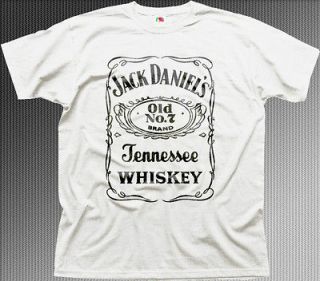 Jack Daniels whisky JD label drinking games white cotton t shirt 0325