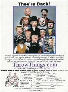 Ventriloquist/ Talking Puppets/Dummy Ad~Howdy,Grouc ho,Charlie