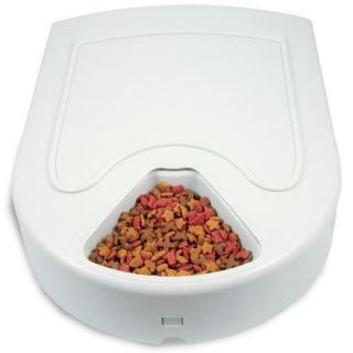 pet feeder dish on automatic timer w/ (5) 1 cup portions cat dog food
