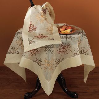 Embroidered Moroccan Tile Design Champagne Tablecloth 40 60 Square