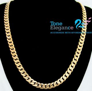 9ct GOLD GF Open rings link Wide CHAIN MENS WOMEN LONG SOLID NECKLACE