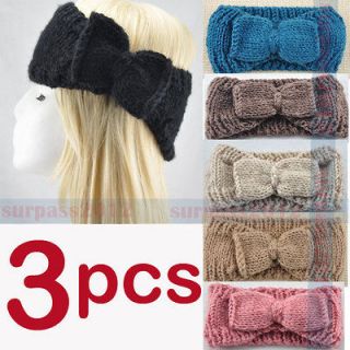 Pcs Women Bow Crochet Headband Knit Headwrap Ear Warmer Hairband