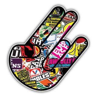 THE SHOCKER HAND sticker bombed and ready for action, car sticker JDM