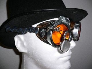 Silver On Copper Orange Lens Steampunk Goggles Glasses   Rave   Punk