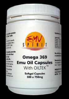 AUSTRALIA EMU SPIRIT Oil of Emu Omega 369 750mg 500 Caps / Arthritis
