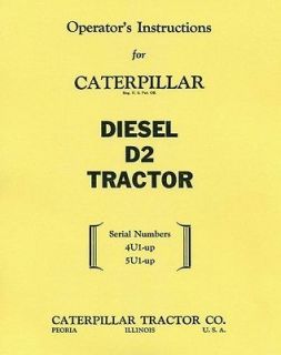 Caterpillar D2 Diesel Tractor Operator Instructions CD