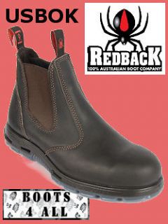 Redback Work Boots USBOK Easy Escape Steel Toe Elastic Side Brown