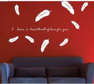 HOT DIY Feather Wall Decal Sticker Quote Vinyl Art Free shipping