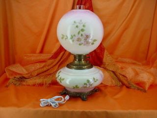OIL LAMP Hand Painted DOGWOOD FLOWER Pink Gone With The Wind