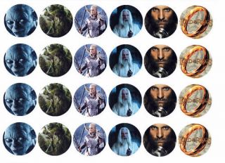 24 x LORD OF THE RINGS EDIBLE RICE PAPER CAKE TOPPERS