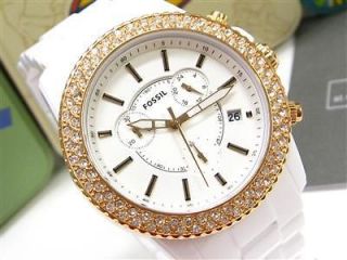 FOSSIL Womens White ROSE GOLD Crystal XL STELLA CH2716